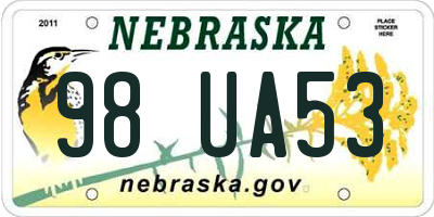 NE license plate 98UA53