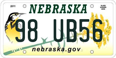 NE license plate 98UB56