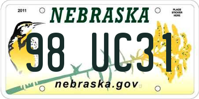 NE license plate 98UC31
