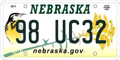 NE license plate 98UC32
