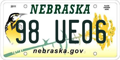 NE license plate 98UE06