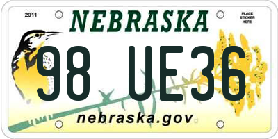 NE license plate 98UE36