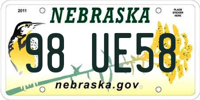 NE license plate 98UE58