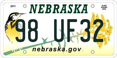 NE license plate 98UF32