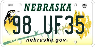 NE license plate 98UF35