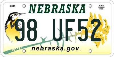 NE license plate 98UF52
