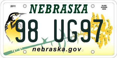 NE license plate 98UG97