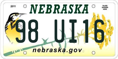 NE license plate 98UI16