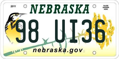 NE license plate 98UI36