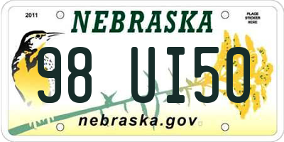 NE license plate 98UI50