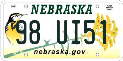 NE license plate 98UI51