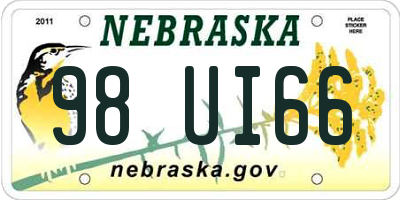 NE license plate 98UI66