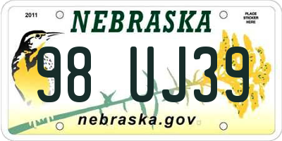 NE license plate 98UJ39