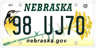 NE license plate 98UJ70