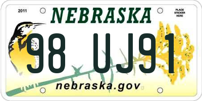 NE license plate 98UJ91