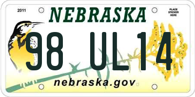 NE license plate 98UL14