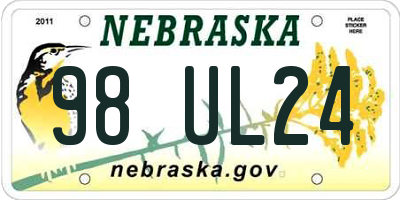 NE license plate 98UL24