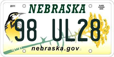NE license plate 98UL28