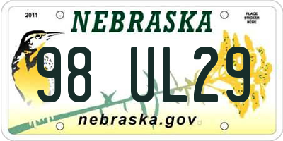 NE license plate 98UL29