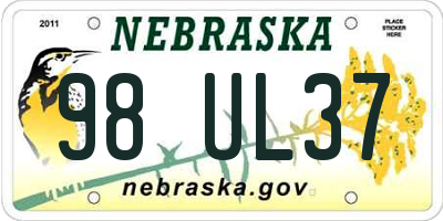 NE license plate 98UL37