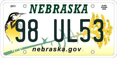 NE license plate 98UL53