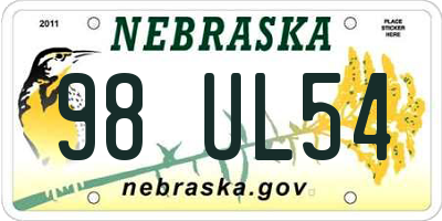 NE license plate 98UL54