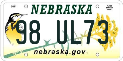 NE license plate 98UL73