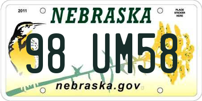 NE license plate 98UM58