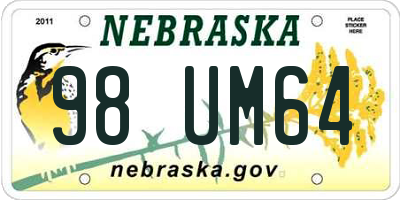 NE license plate 98UM64