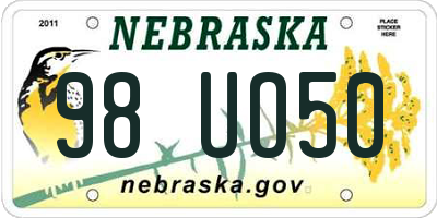 NE license plate 98UO50