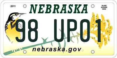 NE license plate 98UP01