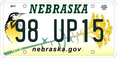 NE license plate 98UP15