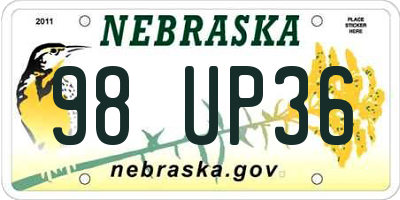 NE license plate 98UP36