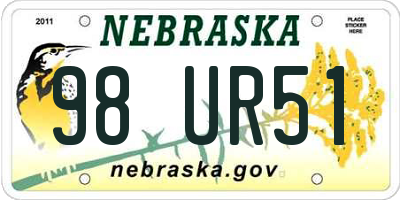 NE license plate 98UR51