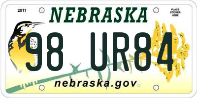 NE license plate 98UR84
