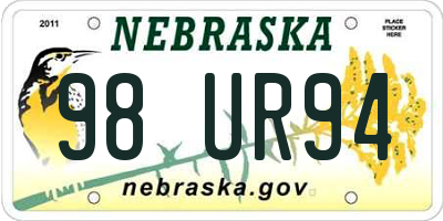 NE license plate 98UR94