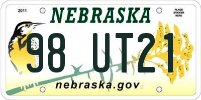 NE license plate 98UT21