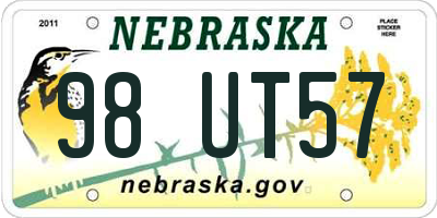 NE license plate 98UT57
