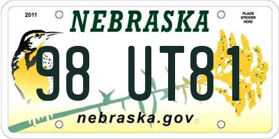 NE license plate 98UT81