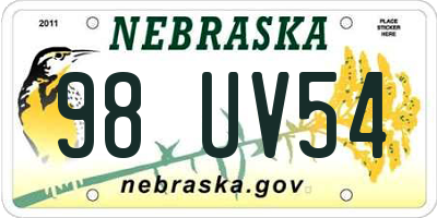 NE license plate 98UV54