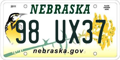NE license plate 98UX37