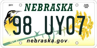 NE license plate 98UY07