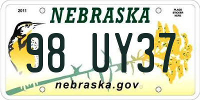 NE license plate 98UY37