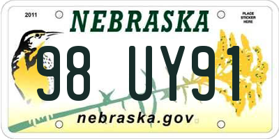 NE license plate 98UY91