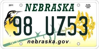 NE license plate 98UZ53