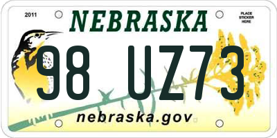 NE license plate 98UZ73