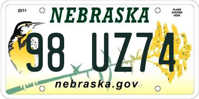 NE license plate 98UZ74