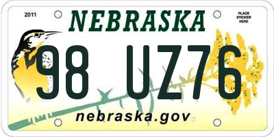 NE license plate 98UZ76