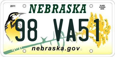 NE license plate 98VA51