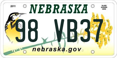 NE license plate 98VB37